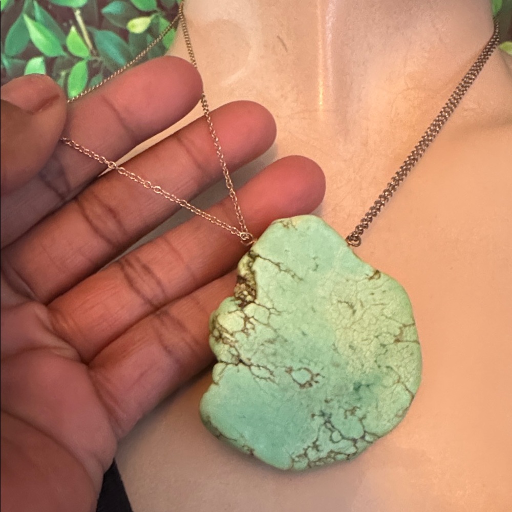 Vintage Turquoise Slab Pendant Necklace - Picture 15 of 15
